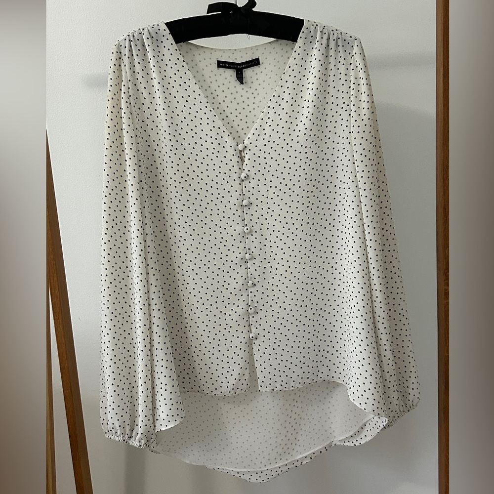 WHBM blouse. White with black polka dots.
